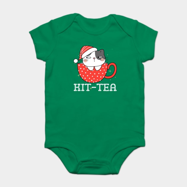Christmas Cat Santa Kit Tea Baby Bodysuit by The WYLD Tribe